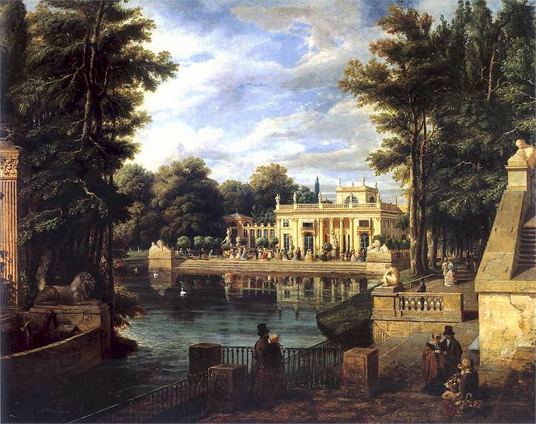 View of the Royal Baths Palace in summer.